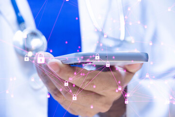 mano, medico, dottore, telefono, applicazione, salute, sanità, sicurezza informatica, sicurezza,...