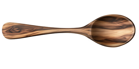 Top view of a textured wooden spoon on a white background