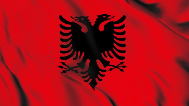 Albania flag waving in the wind