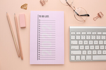 To-do list in a notepad on your desk in the office. Organising time