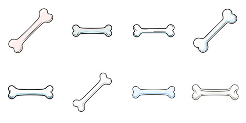 Naklejka premium Multiple vector illustrations of bones, outlines