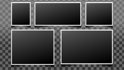 Photo frame with realistic drop shadow vector effect isolated. Picture border with 3d shadow