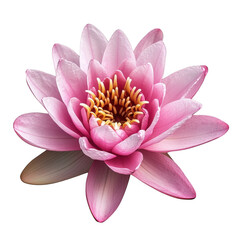Pink water lily flower isolated on transparent background