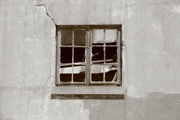 broken window in the wall