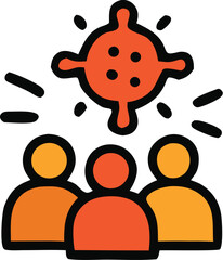 Three people infected by virus outbreak. Suitable for illustrating health crisis, disease spread, medical themes in publications, articles, and websites