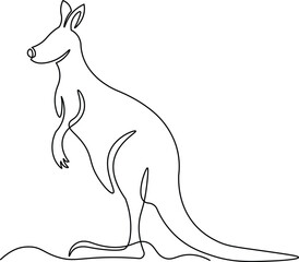 Cute kangaroo standing in continuous line art drawing style. Minimalist black linear sketch of animal isolated on white background. Vector illustration