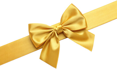 Fototapeta premium Elegant golden ribbon bow on a black background creates a festive and luxurious presentation