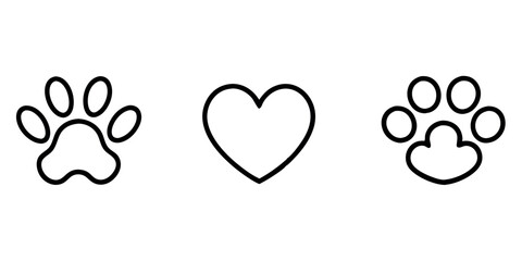 Paw prints heart love pet animal design elements