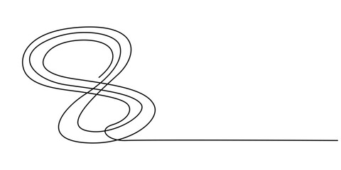 vector drawing of infinity symbol by hand with one continuous line on white background, One continuous line drawing of Infinity symbol. Loop mobius icon, Infinity symbol drawn with one continuous.