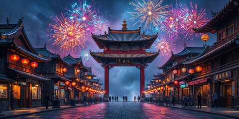 Fototapeta premium chinese temple in night