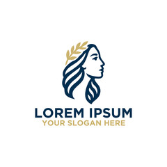 Elegant Woman Profile with Laurel Wreath Logo