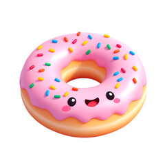 Cute donut icon smiling isolated on transparent background png