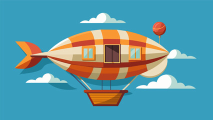 A miniature dirigible inspired by traditional hot air balloon designs providing a more ecofriendly and leisurely mode of transportation for urban sightseeing.. Vector illustration