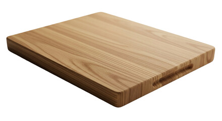 Wooden Cutting Board Sits Isolated on Transparent Background, Showing Grain and Texture