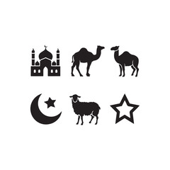 Islamic Eid Ul Adha Symbols in Silhouette