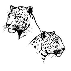 Leopard Head silhouettes Illustration