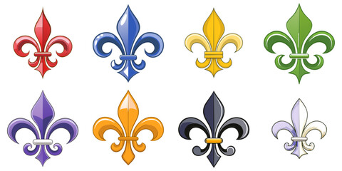 Multiple vector illustration fleur de lis, outlines