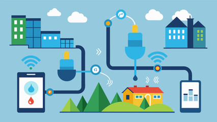 A datadriven leak detection system that identifies and mitigates leaks in municipal water pipes before they escalate.. Vector illustration
