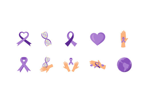 Purple Rett Syndrome Awareness Disorder Spectrum Autistic Illustration Set