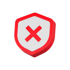 cross shield stop icon 3d rendering