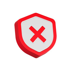 Fototapeta premium cross shield stop icon 3d rendering