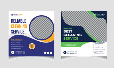 
Cleaning service social media post template design