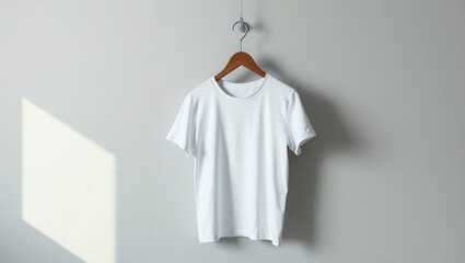T-Shirt Mockup Hanging on Wooden Hanger