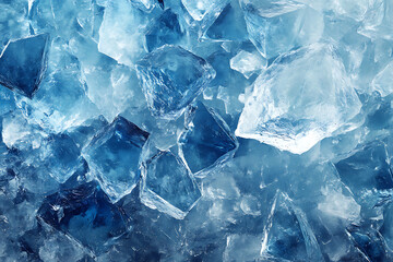 Obraz premium Close-up view of intricate ice crystals with a deep blue hue and detailed patterns