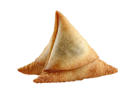 PNG Crispy golden samosas on black background
