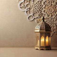 elegant background with Islamic patterns and lanterns,