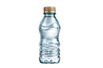 PNG Clear plastic water bottle with textured design and beige cap on black background
