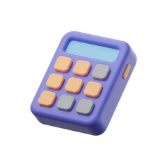 3d rendered calculator with a modern aesthetic on a solid transparent background