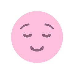 目を閉じで微笑むシンプルでかわいい絵文字 - 満足や感謝･リラックスやマインドフルネスのアイコン素材