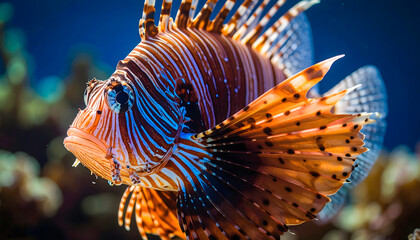 Vibrant Intricately Patterned Fish in Front of Colorful Coral Reef