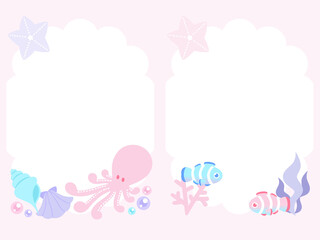 海の生き物メモピンクタコ