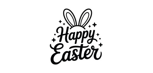 Happy Easter Bunny Ears Lettering Design