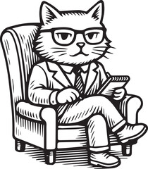 cat therapist sitting on a chair © Daria