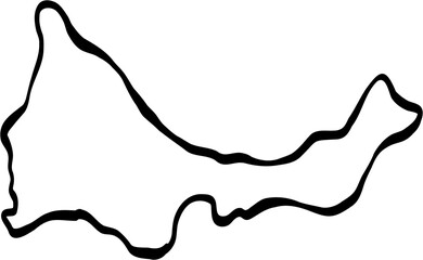 Doodle freehand drawing of Providenciales island map.