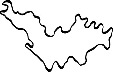 Doodle freehand drawing of St Barts island map.