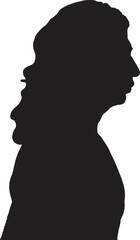 vector; silhouette side view of man long hair