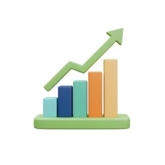 3d render of upward trending bar graph