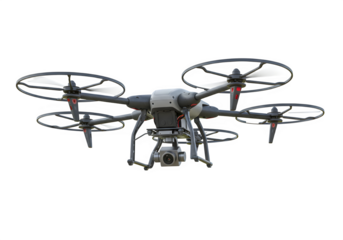 A drone with camera on a white or transparent background. PNG