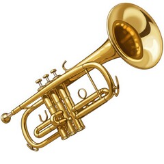 Fototapeta premium Shiny gold trumpet musical instrument