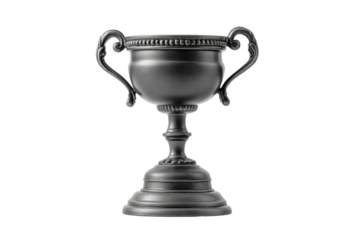 PNG Classic black trophy with ornate handles on pedestal