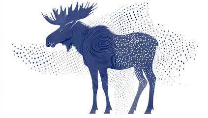 Monochrome image of a moose formed by smoke