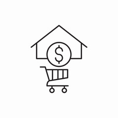 Property investment house money icon vector sign