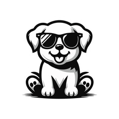 Obraz premium Dog Golden retriever logo icon design vector illustration black white