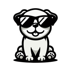 Naklejka premium Pug dog logo icon design illustration vector black white