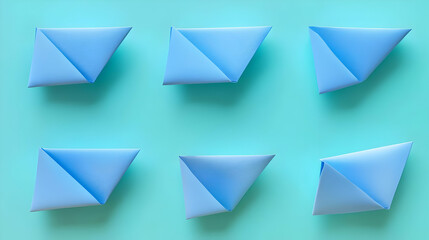 Geometric Paper Boats Pattern On Light Blue Background