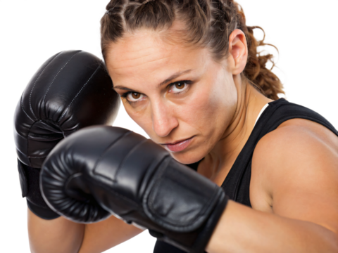closeup of female boxer